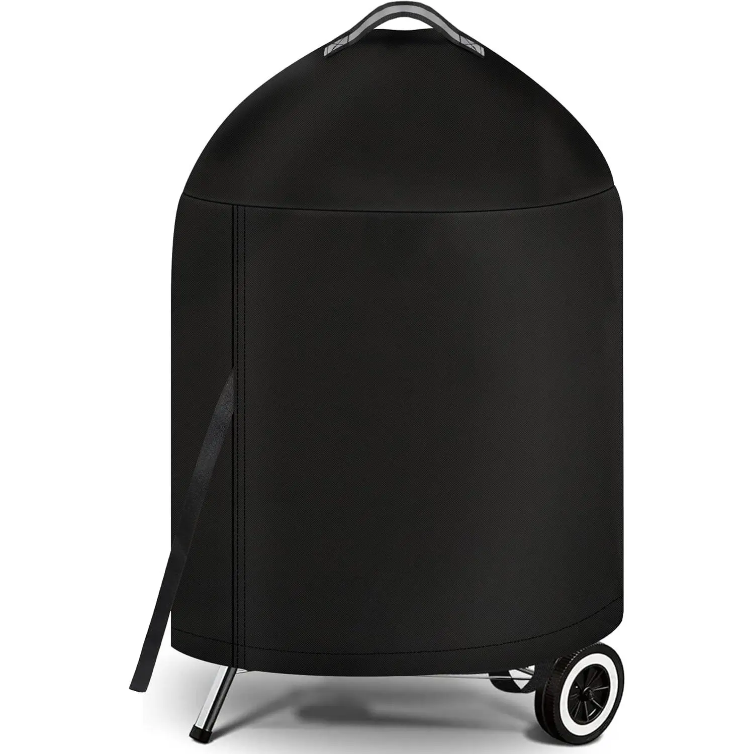 22 in Round Vinyl Grill Cover for Weber & Char-Broil Charcoal Kettle Grills, Heavy-Duty, Lightweight, Strap-Equipped, Water-Resistant, Waterproof, UV-Protective, Wind-Secure, Easy-to-Clean Outdoor Dust Cover