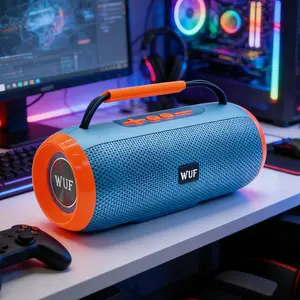 Portable Bluetooth Speaker by WUF | 20W Stereo Clear Sound with Heavy Bass, RGB Rhythm Lights. TF/USB Playback, User-Friendly, Long-Lasting Battery, Ideal for Office, Travel, Parties & Daily Use.