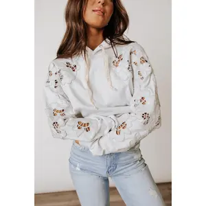 University Hoodie Love Story Grey - Womenswear Hoodie Sweatshirt Lace Sleeve