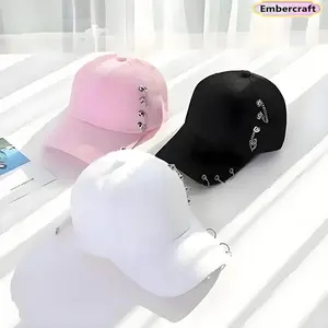 Punk Studded Baseball Cap, Y2K Hip Hop Hat with Metal Ring Accents, Trendy Streetwear Cap for Women & Men, Alt Fashion Accessory for Concerts, Skatewear & Casual Fits