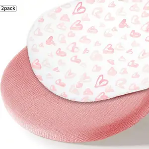 2-Pack Baby Crib Sheets Set, Pure Color & Printed Design, Soft Breathable Fabric, Fits Oval Rectangle Hourglass Cribs, Perfect Newborn Gift, Bed Linens