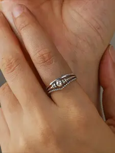 Anxiety Relief Ring, Anxiety Spinner Fidget Ring, Silvery Spinning Bead Ring, Friendship Gift, Birthday Gift, Gift for Her, Stackable Rings, Stacking Rings, Stress Relief Rings