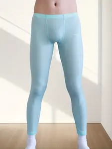 1Pc Men's Solid Shaping Long Pants, high elasticity compression fit, quick-dry & breathable, skin-friendly and cool, stretch shaping leggings for yoga, outdoor and fitness sports