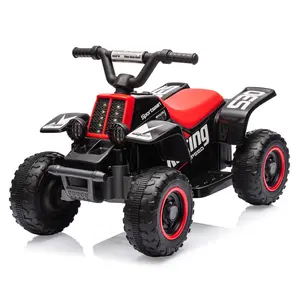 【Christmas Gift】Black 6V Kids Ride on ATV, 4-Wheeler Electric Quad Car with LED Lights, Music & Horn, Battery Powered Motorized Toy for Boys and Girls Ages 3+