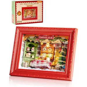 3D Diorama Frame, Wall-Mounted Shadow Box & Dollhouse Display Case for & Christmas, Quick-Unfinished Kit, Halloween Memorial Gift for Families (Christmas Eve)