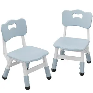 Chair, 3 Level Height Adjustable Kid Chair, Plastic Toddler Chairs Suitable for Home Family Classroom Nursery Indoor Use (2 Pack, Natural)