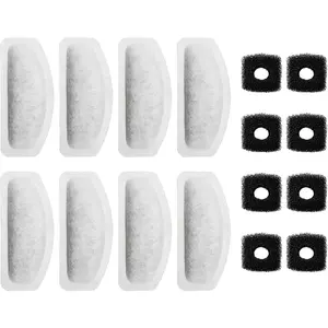 Water Fountain Filter for 67Oz Satainless Steel Pet fountain,   Fountain Filter Replacement with Pump Sponges (8filters&8sponges)