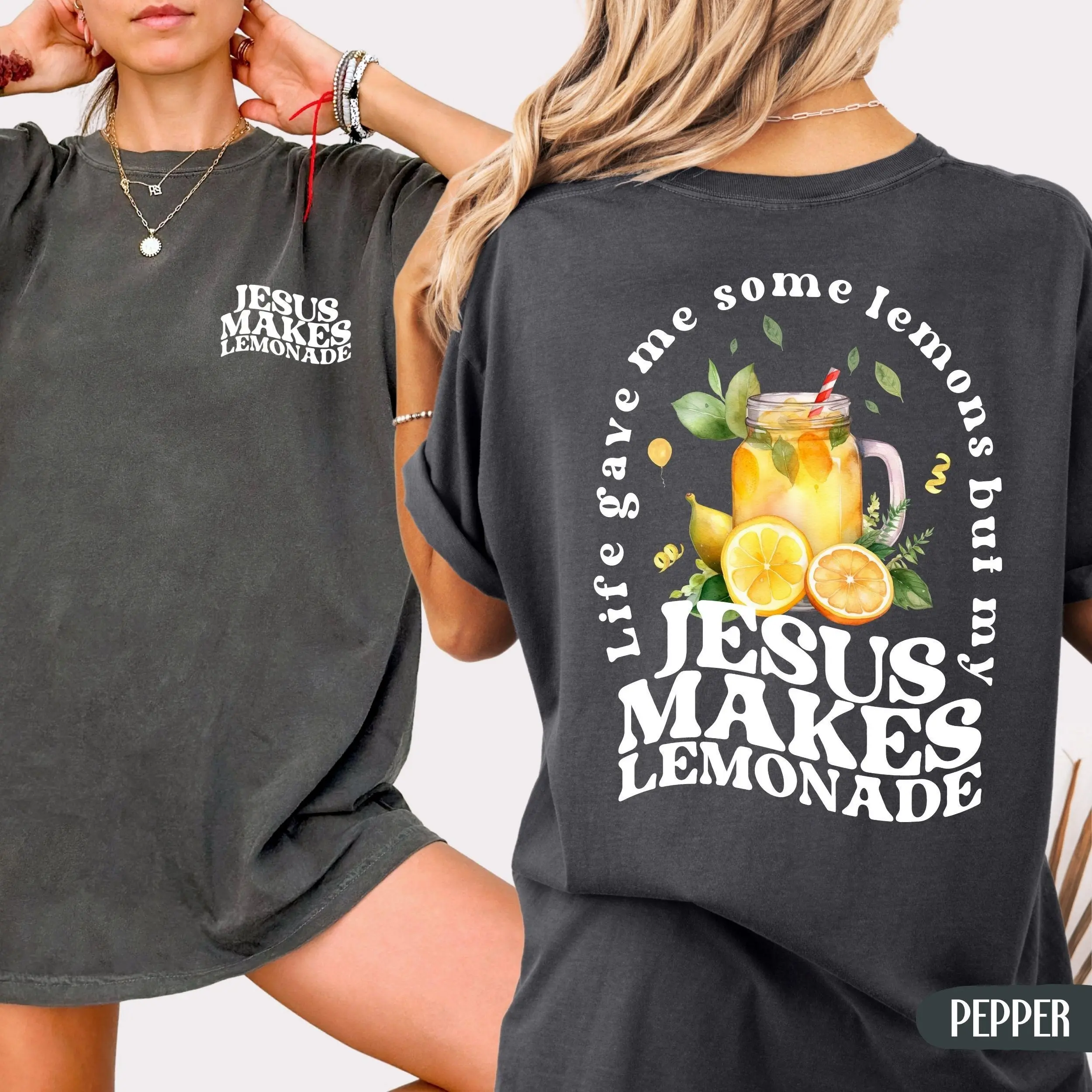[NEW COLLECTION][Made In USA] Life gave me some lemons but my Jesus he be makin' lemonade, Retro Jesus Makes Lemonade Shirt, Christian Shirt, Lemonade Song, Christian Shirt, Cute Lemonade Shirt, Faith Based Tee - TShirt, Comfort Color Shirt, Sweatshirt