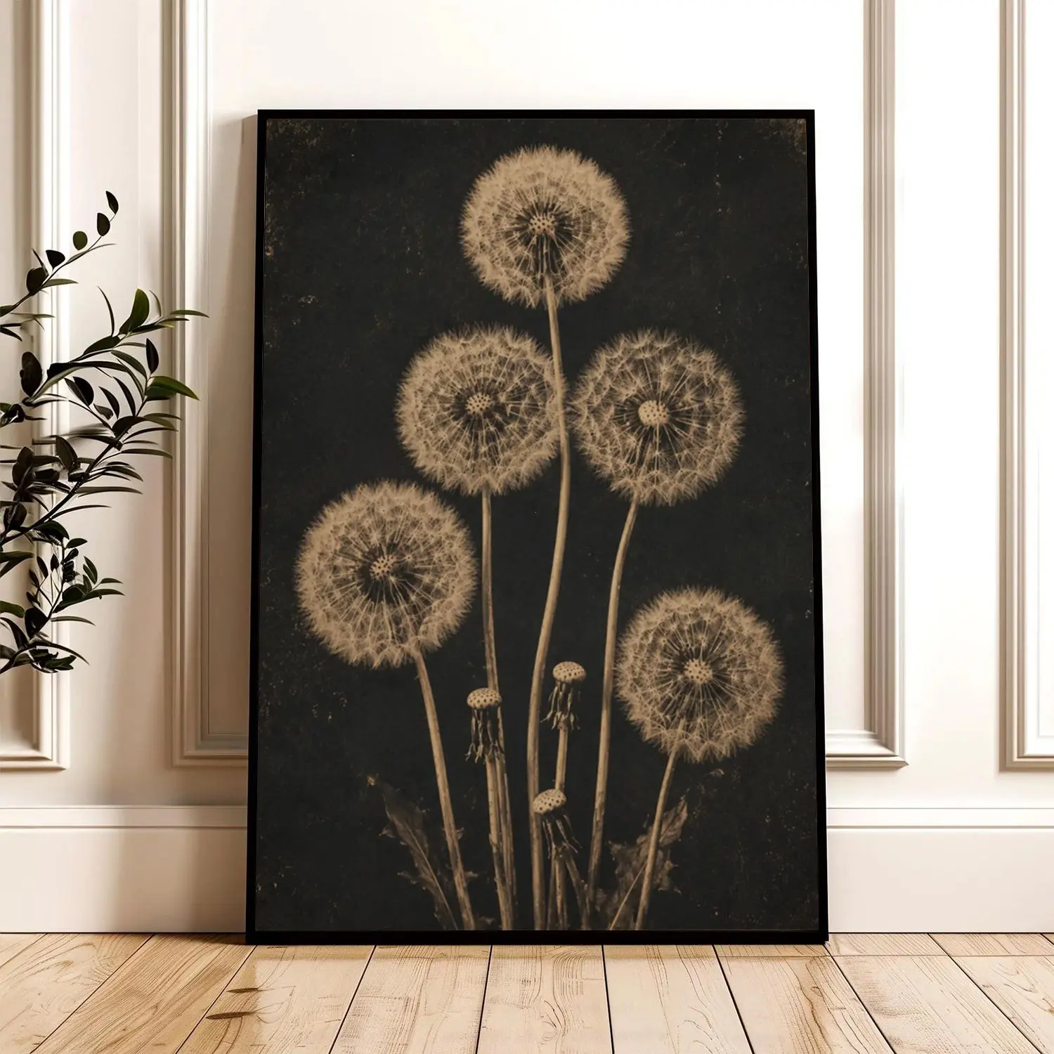 [25% OFF] [UNFRAMED]    Vintage Dandelion Poster Wall Art, Antique Botanical Print, Moody Rustic Wildflower Decor