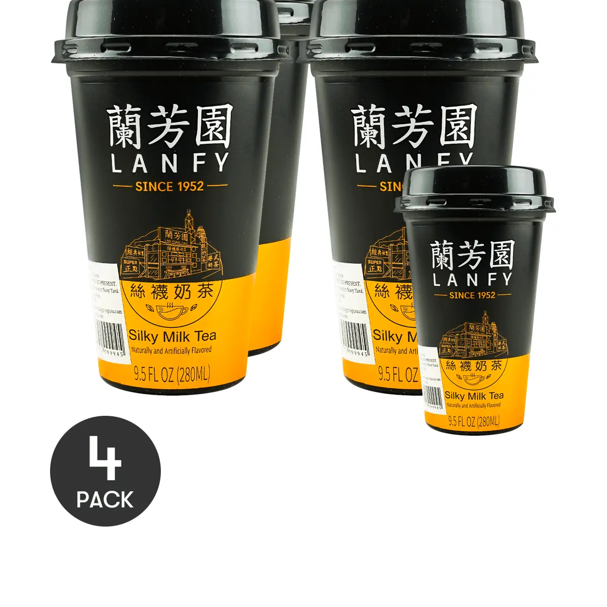 4Packs LAN FONG YUEN Hong Kong Milk Tea - Authentic, Ready-to-Drink Iced Tea, 9.46fl oz/Pack