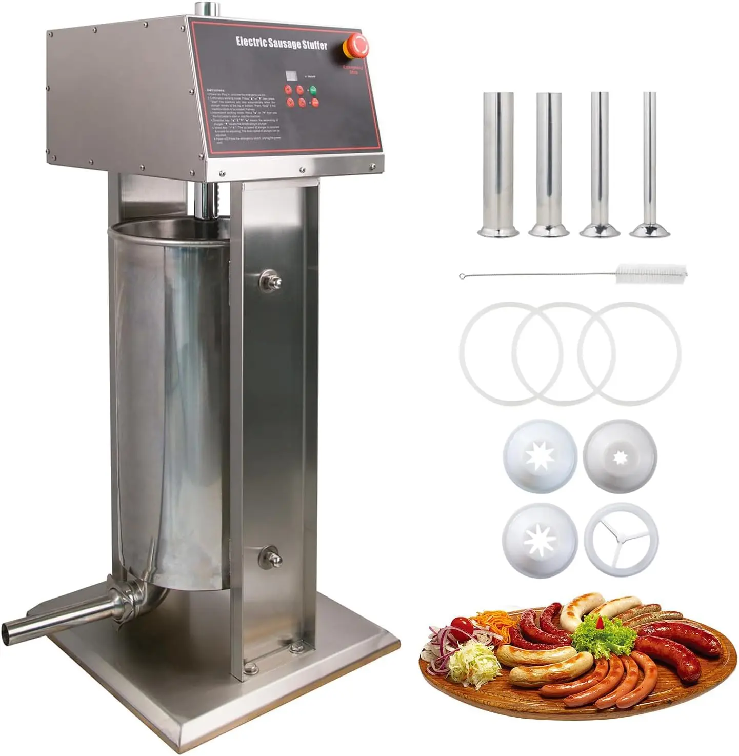 Hakka Electric Meat Grinder with Sausage Maker, Stainless Steel Commercial Meat Grinder and Sausage Stuffer Machine with 4 Stuffing Tubes for Ground Beef, Pork, Homemade Sausage & Kitchen Use