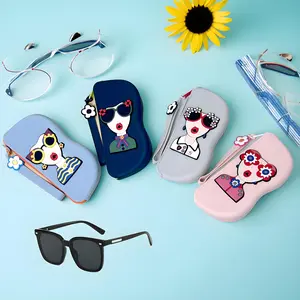 Silicone Eyeglass Case with Cartoon Girl Design, Retro Portable Fashion Sunglasses Storage Box, Travel Home Use, Perfect Gift for Holidays