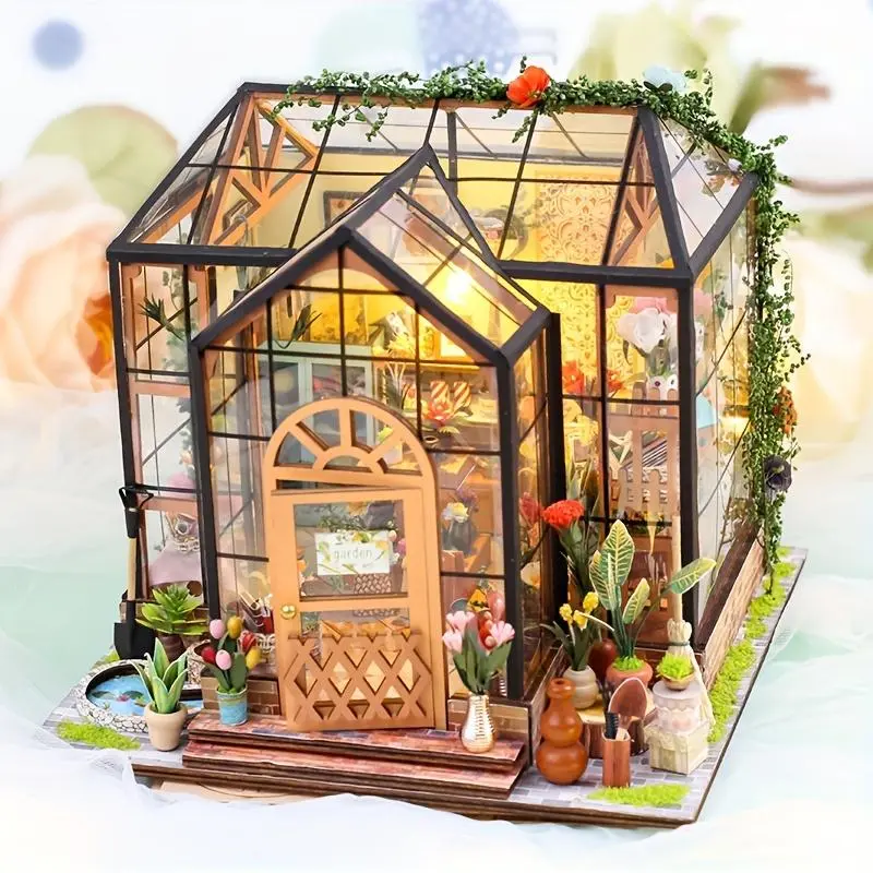 DIY Bookcase Kit, Assembly Craft 3D Wooden Puzzle Shelf, Carving Decoration Style Shelf Kit, DIY Miniature House Kit for Shelf Decoration, House Building Kit, Creative Building Set, DIY Building Model, Complete DIY Set, No Battery/ Glue