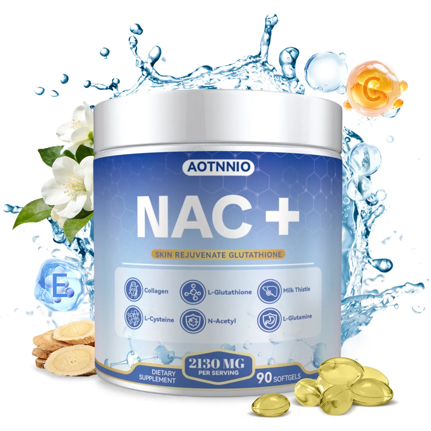 NAC + Glutathione Daily Dietary Supplement | Supports Liver Health & Skin Health | For Men & Women | 90 Capsules