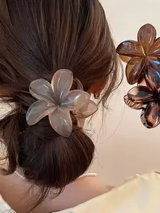 Women's Leopard Print Hair Clip, 8cm/3.15in Amber Color Gradient Flower Design, Lightweight Fashion Accessory for Daily Use, Goddess Hair Clip