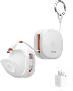 【 Wireless Charger】VRURC T009 3-in-1 magnetic wireless charger with a built-in retractable cable, 25W Qi2.2 Fast Charging, Cool Dual-Zone, Full-Speed Ahead, Multi-Angle Magnetic Viewing Stand, Ultra-Compact & Travel-Ready