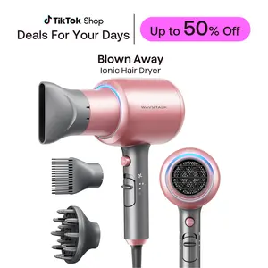 Wavytalk Blown Away Ionic Hair Dryer | 1875W Quick-Dry, Ceramic Coating Heat Damage Protection, Diffuser & Styling Comb Accessories, Lightweight & Quiet, Adaptable to All Hairstyles
