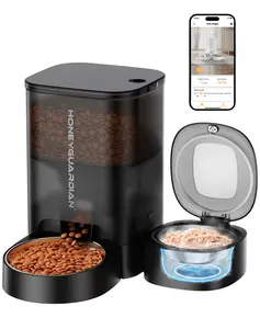 HoneyGuardian Automatic Cat Feeder for Wet Food,2.4G WiFi Enabled Smart Feed Pet Feeder with Ice Pack and Freshness Dry Desiccant,Timed Dry Food Dispenser with APP Control