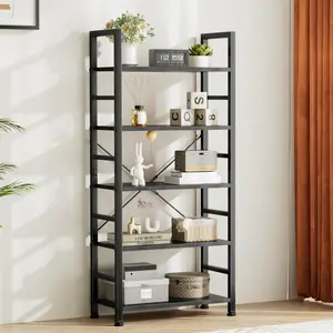 5 Tiers Bookshelf, Classical Modern Book Shelf, Tall Display Shelves in Living Room/Home/Office, Storage Organizer for CDs/Books/Movies
