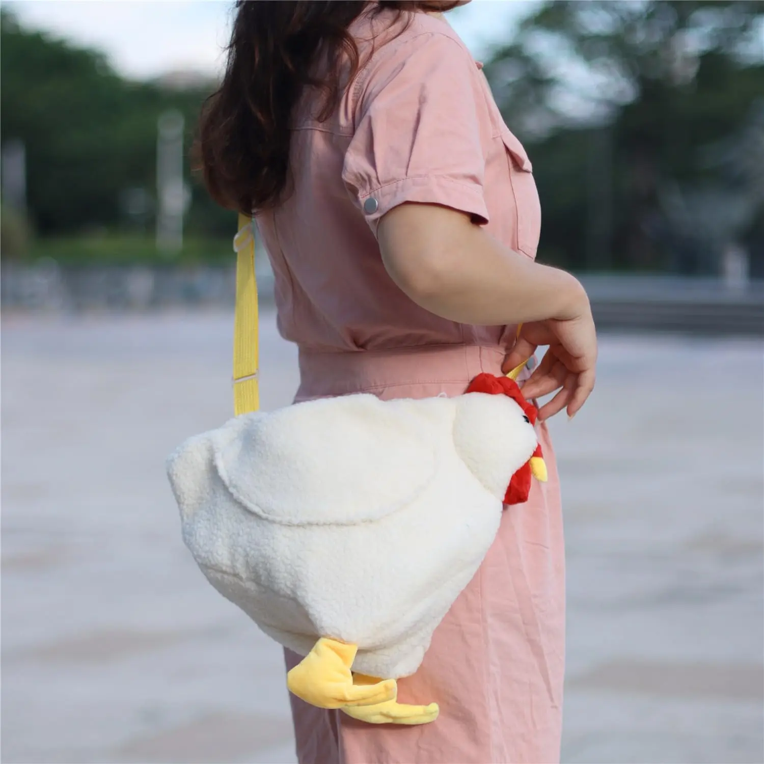 Whimsical  Hen Crossbody Shoulder Bag, Adjustable Strap Large Storage Novelty Animal Purse for Daily Use & Surprise Gifts