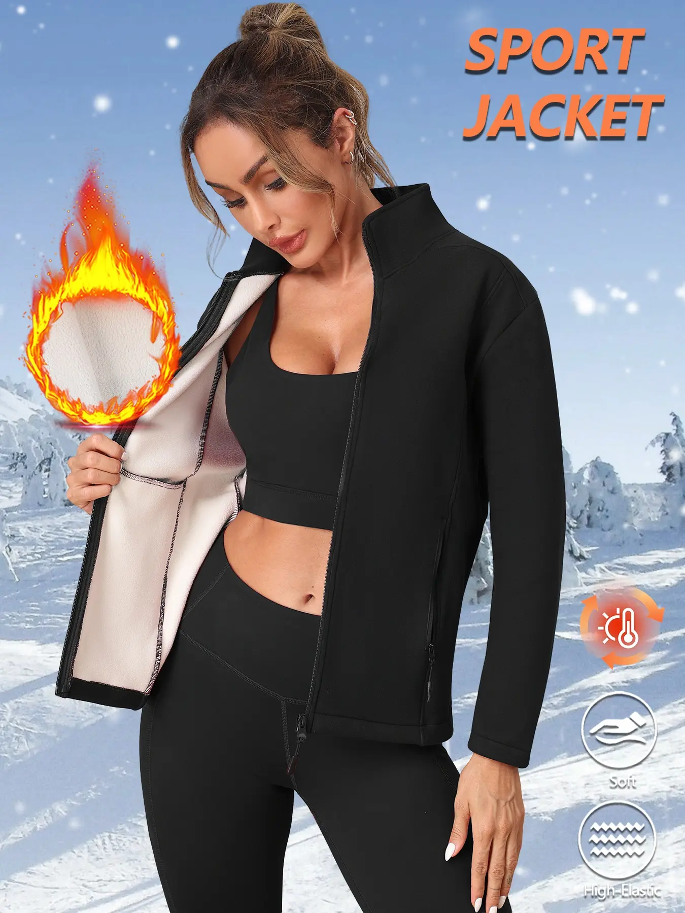 Women's Winter Fleece Jacket, athletic jackets, Sports Outerwear, Outdoor Outerwears, Windproof Warm Soft Inner Lining, Hiking Camping Skiing Running Casual Sportswear long sleeve tops