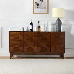 Hulala Kamu 60'' Sideboard: Stylish Storage Solution, Modern Sideboard, with 4 Doors, 2 Shelves, Solid Wood Legs, versatile storage, solid and manufactured wood, On-trend color palettes, for your living room or dining space