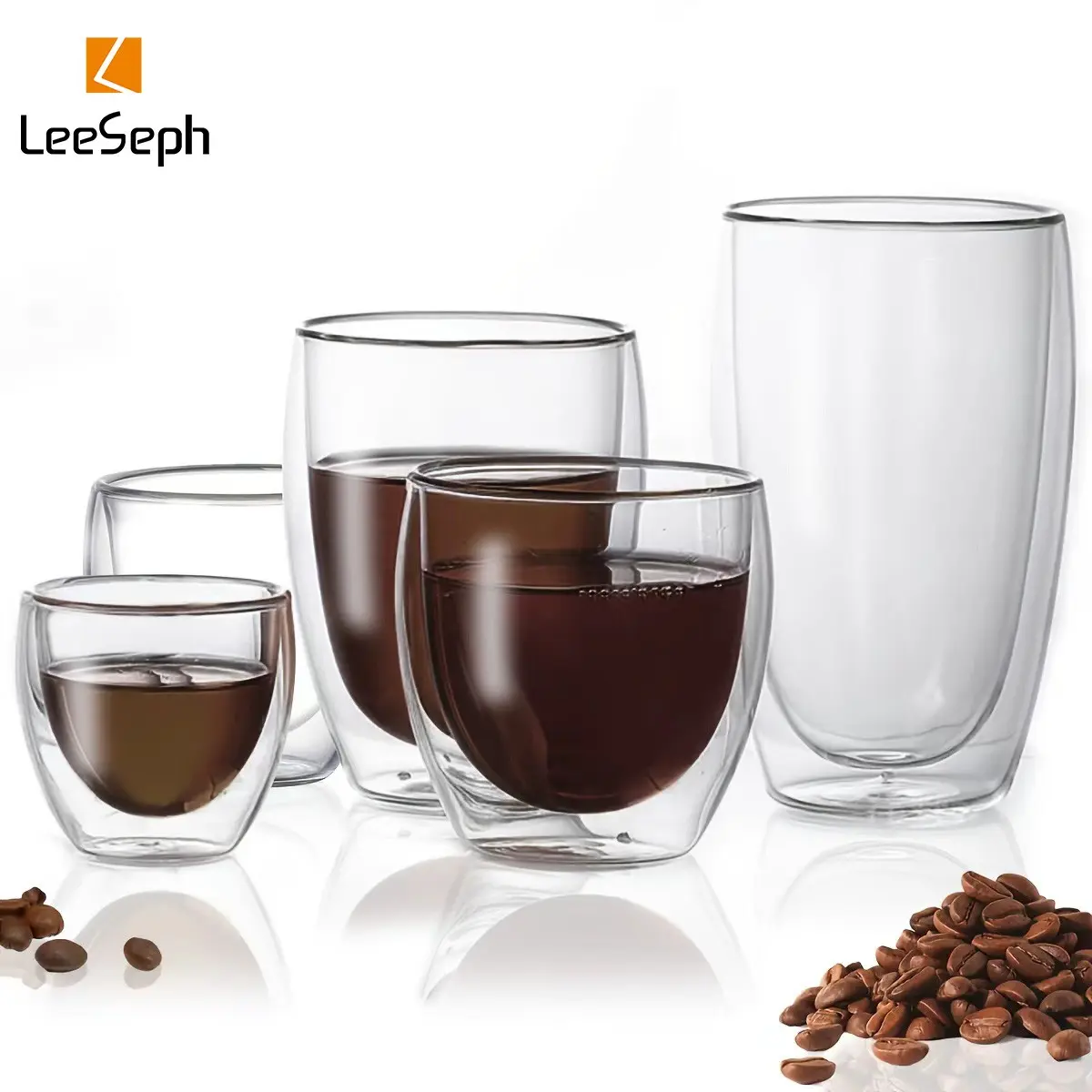4pcs Double Wall Thermo Glass Coffee Cup, Transparent Glassware Coffee Mug, Reusable Glass Cup, Insulated for Espresso, Cappuccino, Latte, Americano, Milk, Juice, Tea, Premium Drinking Glasses, Coffee Glass Cups, Glass Cup Set, Double Walled Glass