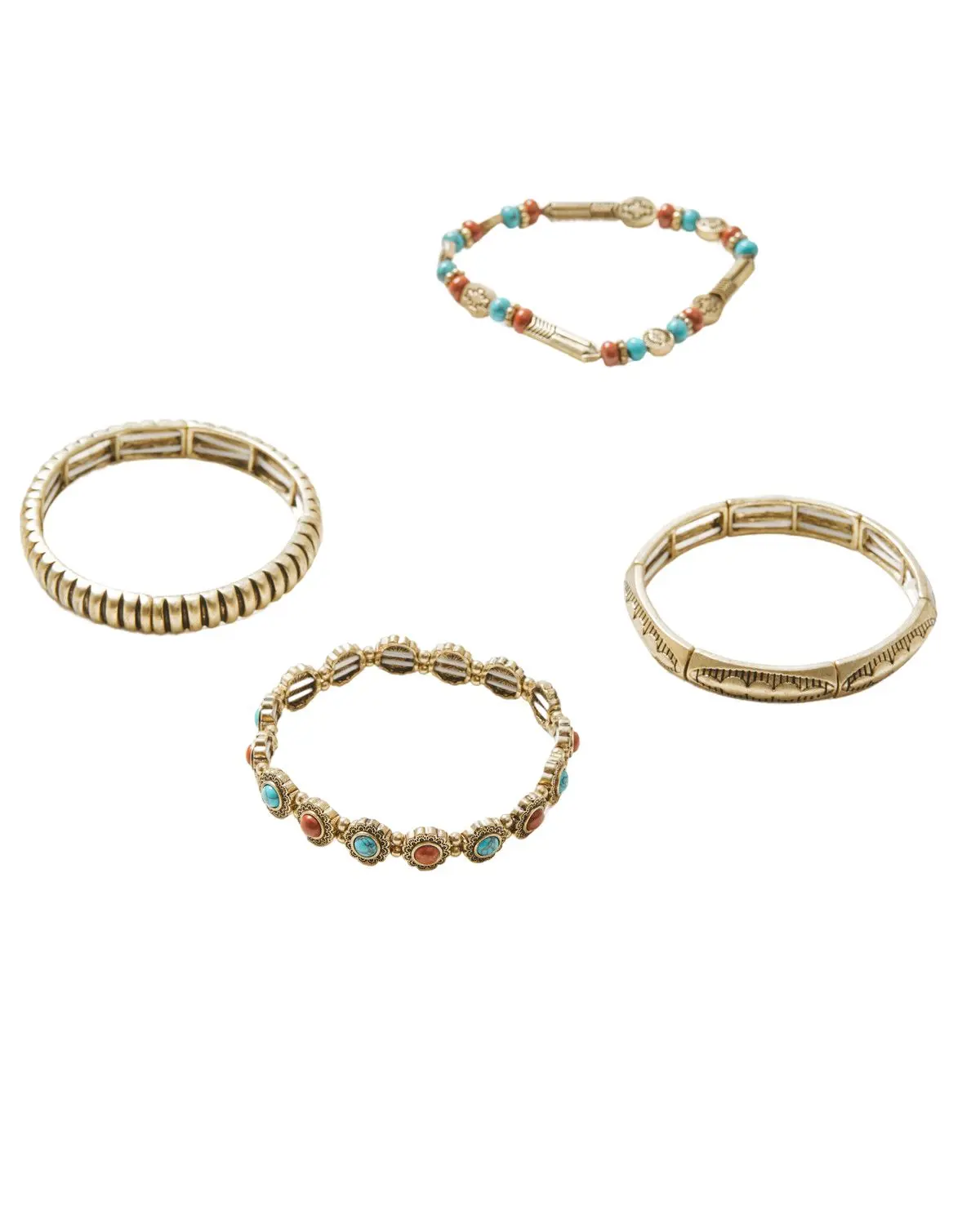 Shyanne Women's Women'S Golden Skyland Multi Stone Stretch Bracelet Set 4 - Sasu26b2-Gld