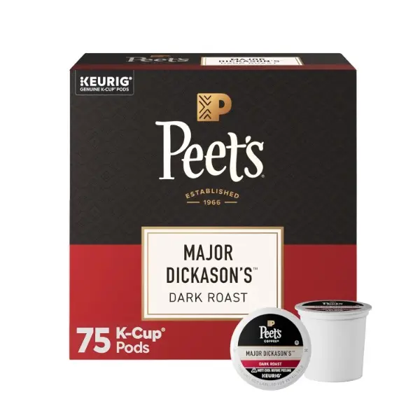 Dark Roast Keurig K-Cup Pods, 100% Arabica Coffee - Major Dickason's Blend 75 Count (1 Box of 75 Pods)