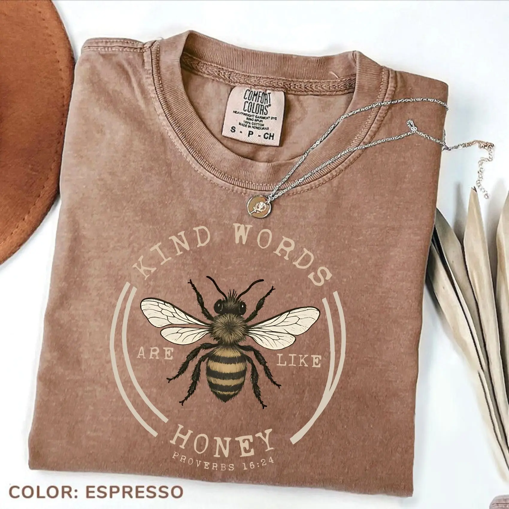 Comfort Colors Kind Words Are Like Honey T-shirt, Faith Based Gift, Bible Verse Religious Tee, Butterfly Bible Verse Tee Womenswear Cotton