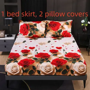 Rose Garden Bedding Set, Romantic Bedroom Decor, Comfortable Fitted Sheet and Pillowcases, All-Seasons Home Furnishing