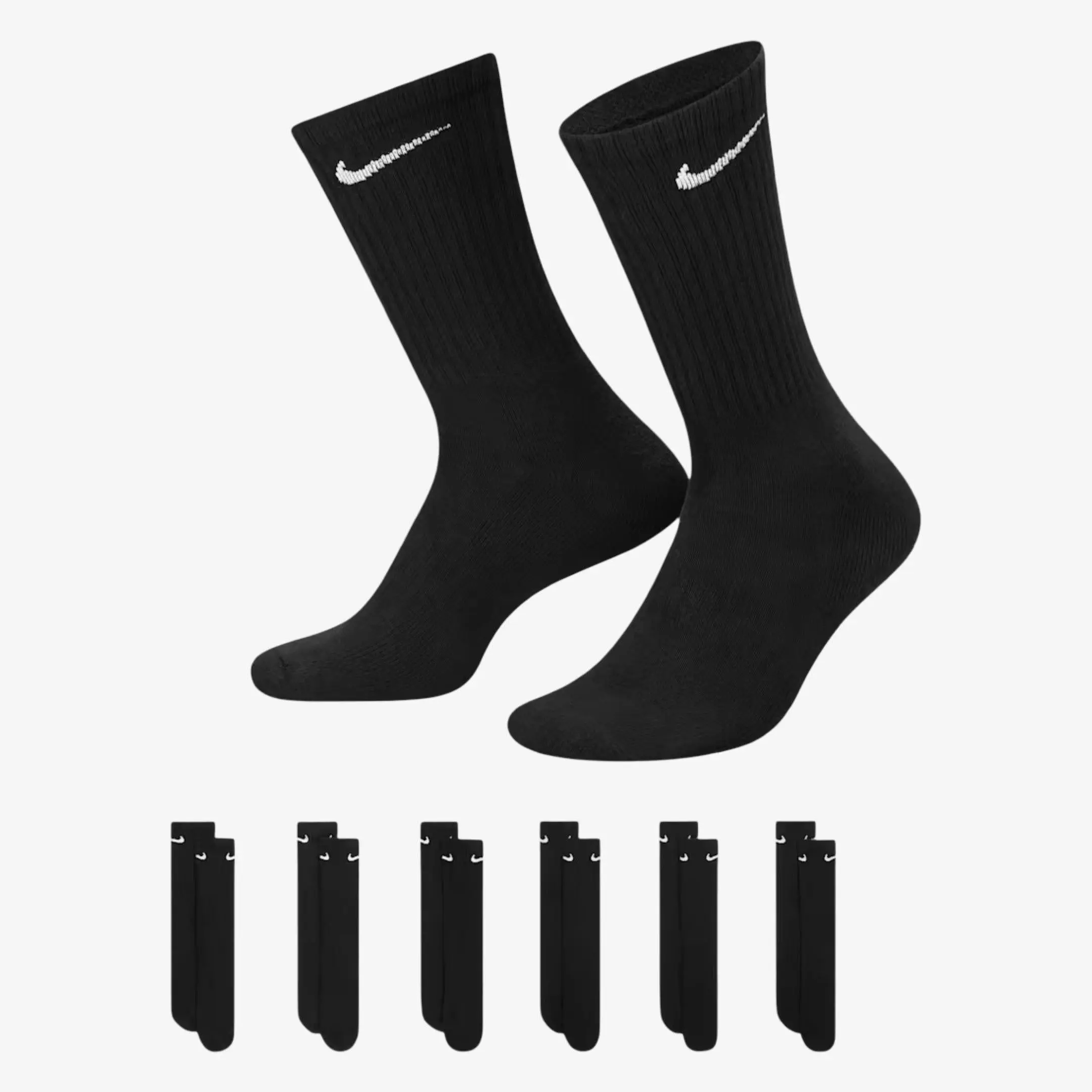 Nike Dri-FIT Everyday Cushioned High Training Crew Socks (6 Pack) Black