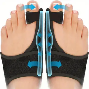 1 Pair Premium Toe Separators - Breathable, Supportive, Solid and Straight - Mercerized and Sponge Composite Fabric Material with Built-in Metal Plate for Comfort and Stability for Day/Night Use