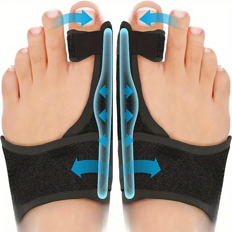 1 Pair Premium Toe Separators - Breathable, Supportive, Solid and Straight - Mercerized and Sponge Composite Fabric Material with Built-in Metal Plate for Comfort and Stability for Day/Night Use