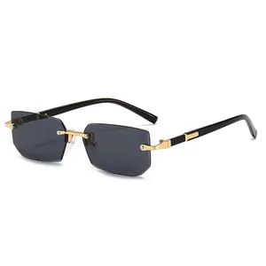 2026 Trendy Rimless Sunglasses for Women Men Jelly Color Cut Edge Fashion Shades