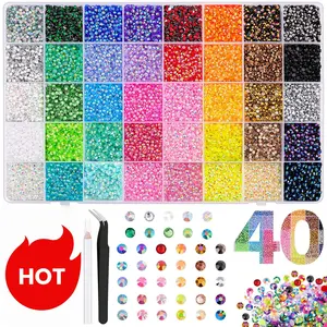 Resin Rhinestones Box with Tweezers Pen, Multicolor Decorative Crystals for Clothing, Trays, Shoes, Fabric, Nail Art