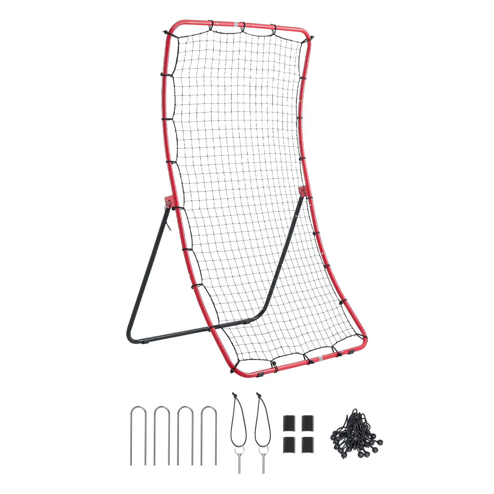 VEVOR Curved Pitch Back Rebounder Net, 4 x 5.5 ft Heavy-Duty Steel Training Equipment with 5 Adjustable Angles, Portable for Baseball & Softball Practice