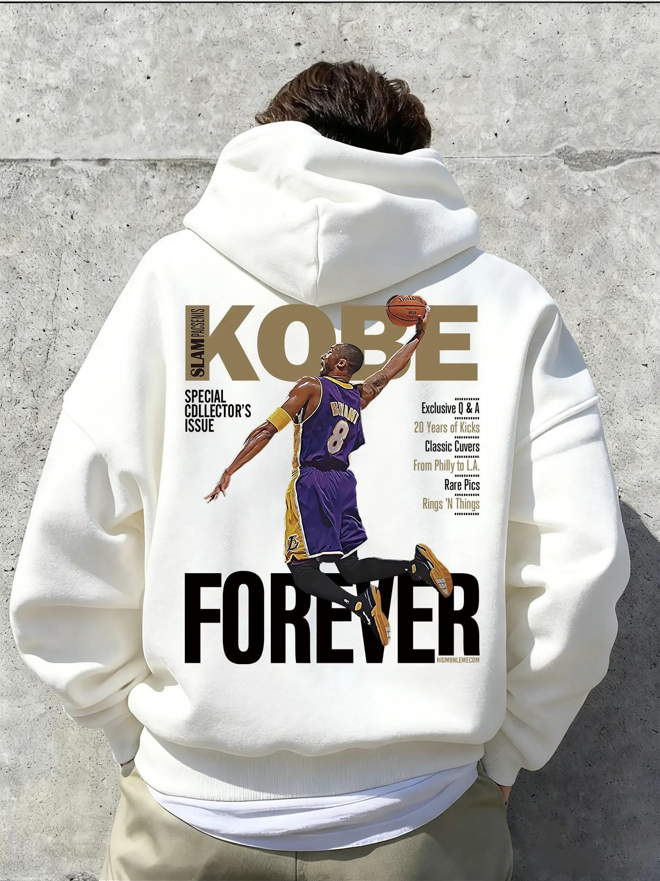 Trendy Basketball Style! SHEIN Kobe Bryant Commemorative Hoodie, Graphic Sweatshirts, Activewear, featuring the classic dunk scene + "FOREVER" lettering. The loose fit creates a casual street - style sporty look, a wardrobe gem for basketball fans.