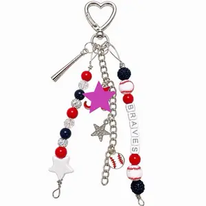 Baseball keyring bag charm