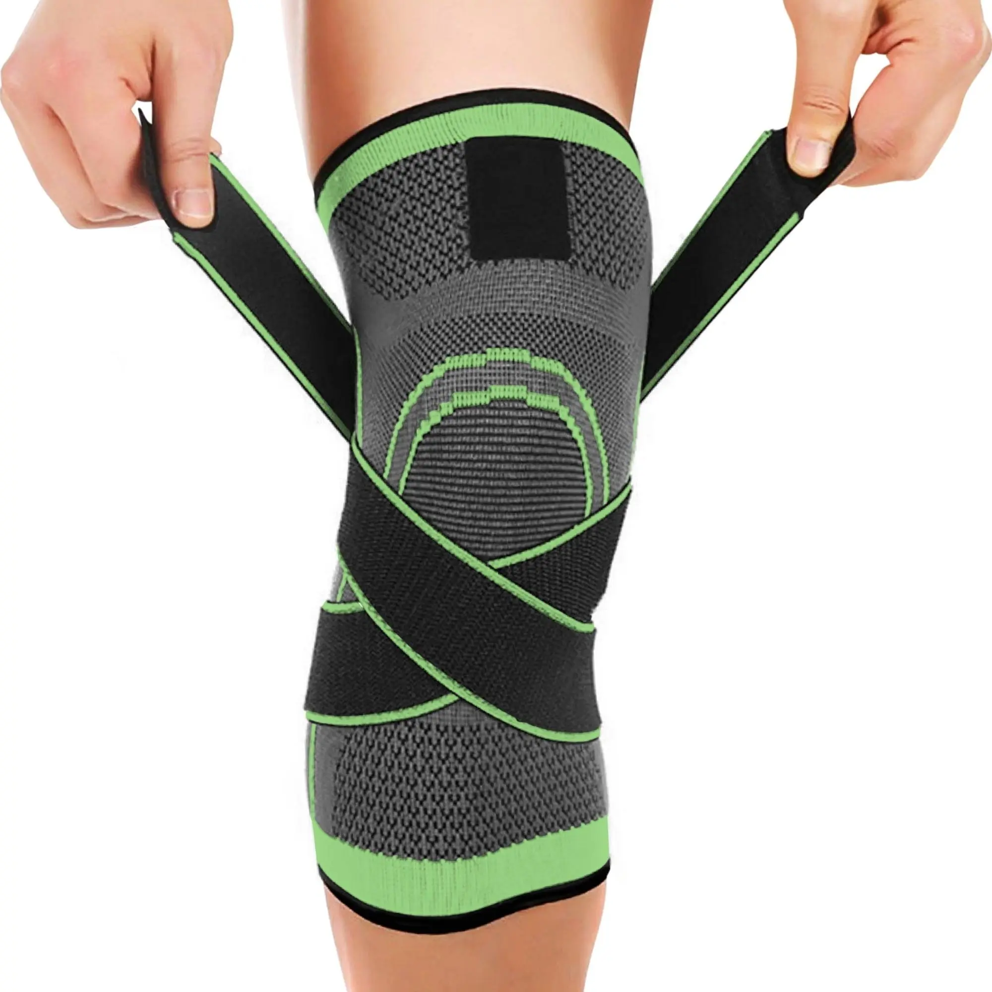 Compression Knee Sleeve with Adjustable Strap, Flexible Elastic Material for Knee Support, Pain Relief, Sports, Fitness & Daily Wear