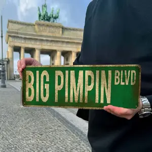 Funny Vintage Big Pimpin Blvd Metal Street Tin Sign  16x4 Inch Wall Art Decor Iron Poster for Home Farmhouse Bar Cafe Garage Indoor Outdoor Gift 2025 fashion
