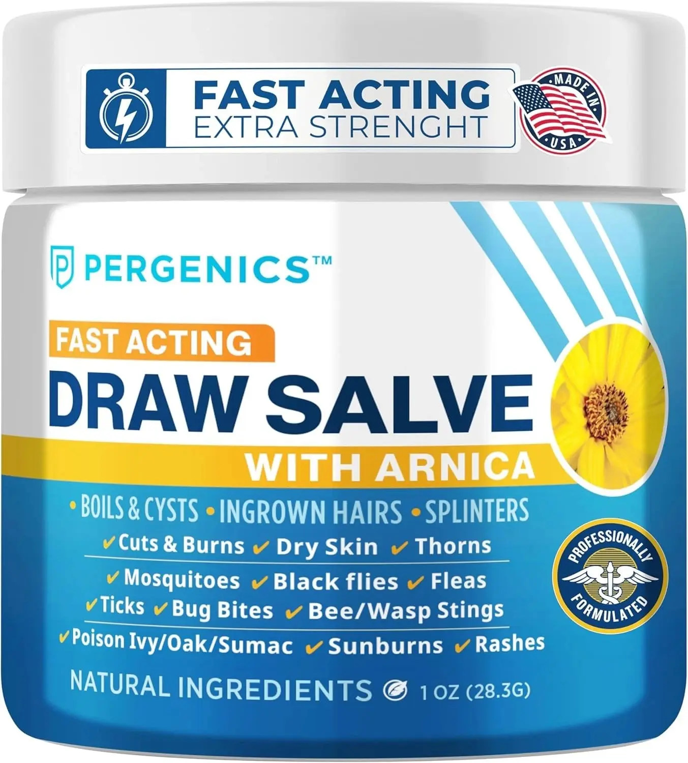 Pergenics Draw Salve with Arnica Ointment - 1 oz Portable Skin-Friendly Topical Balm, Honey Lavender Scent, Soothing Relief for Boils, Inflammation, Naturally Derived First Aid Medical Supply