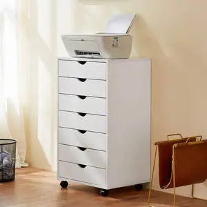 7 Drawer Chest - Dressers Storage Cabinets Wooden Dresser Mobile Cabinet With Wheels Room Organizer Rolling Small Drawers Wood Organization Furniture For Office, Home, Black multiple