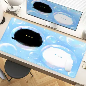 Dreamy Bubble Fluffy Black & White Desk Pad Gaming Mousepad XXL Mouse Pad For Laptop Desk Mouse Pad Extra Large With Non-Slip Rubber Base Stitched Edges Surface For PC Gamers Office Workers & Home Use As Christmas Birthday Gift