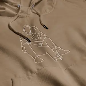 Custom Portrait from Photo Embroidered Hoodie Family Portrait Couples Portrait Personalized Wedding Anniversary Valentines Day Gift