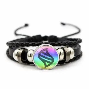 2026 Mega Stone Snap Woven Leather Bracelet 18mm Glass Convex Gemstone Adjustable Bracelet, Gift for Boys and Girls