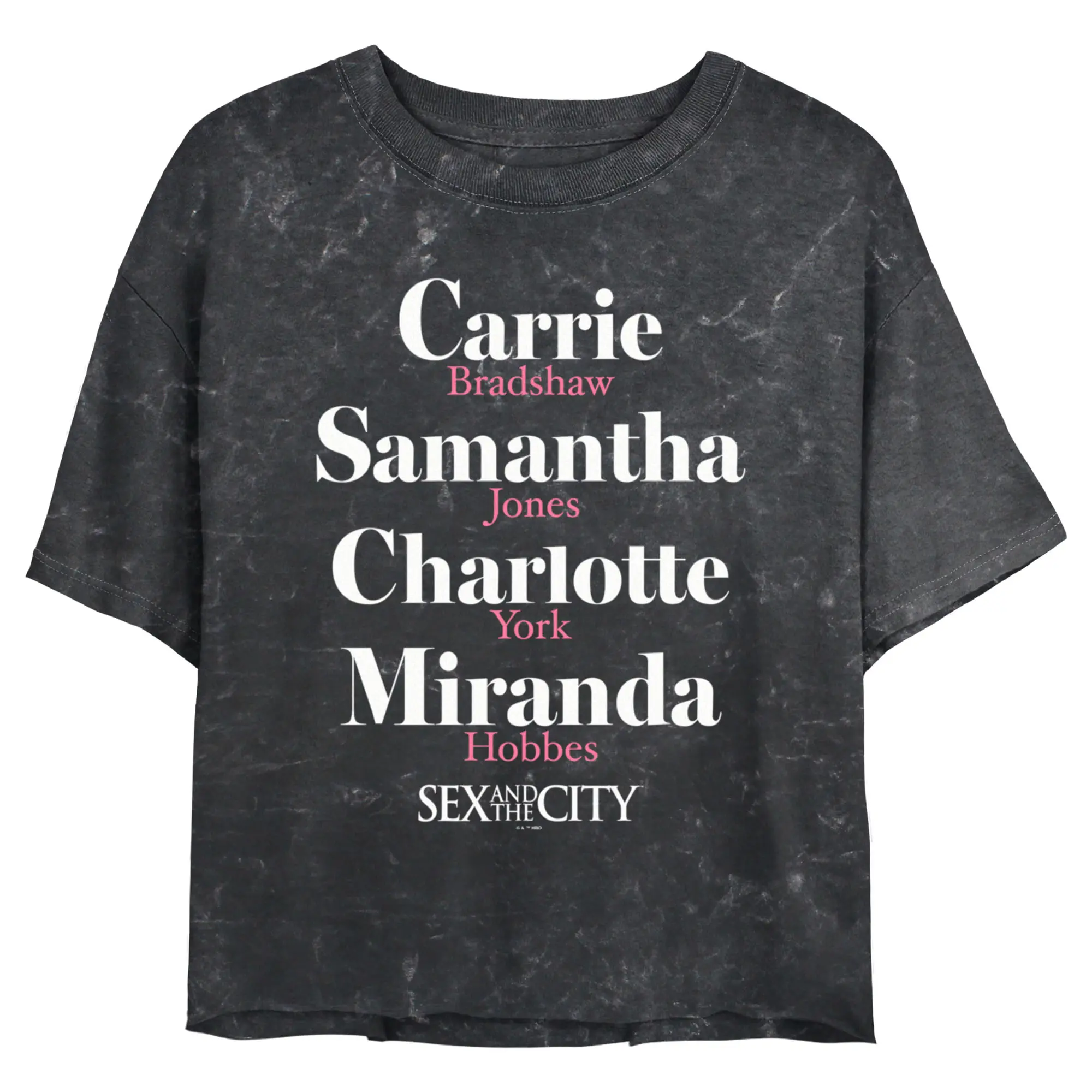 Junior's Women Sex and the City City Girls Name Stack Crop T-Shirt