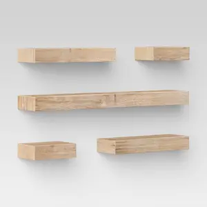 Threshold Modern 5 Shelves Wall Mounted Shelf Modular 5PC Storage Natural