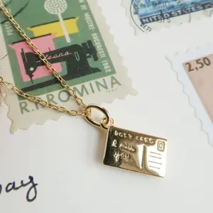 I Miss You Love Letter Postcard Necklace