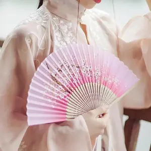 Foldable Fan Women Dancing Hand Fan Folding Handle Fan Wedding Gifts DIY Painting Colorful Fan Decoration Fan Summer Handle Fan
